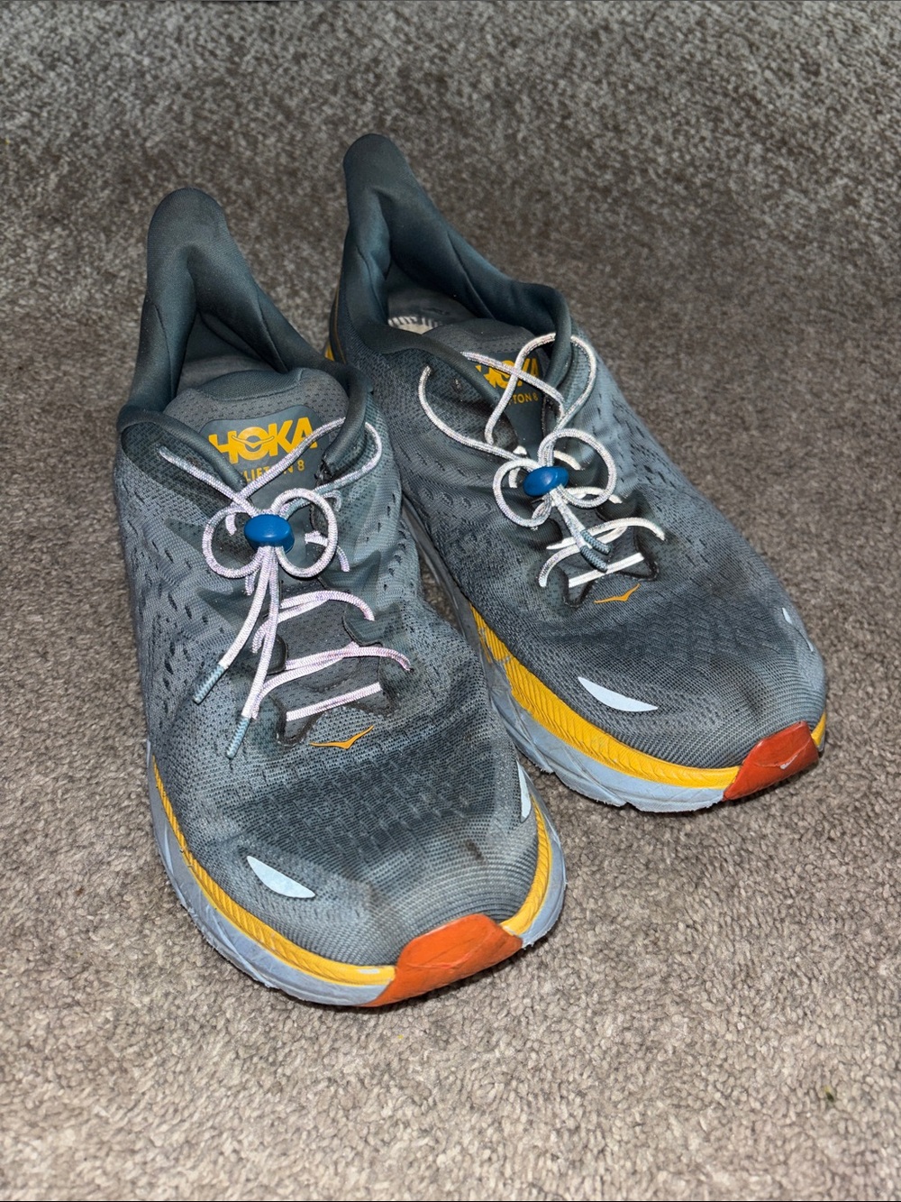 Hoka Teal-Gray Running Shoe with Blue Logo